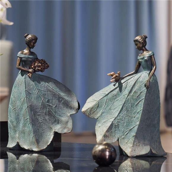 Fairy Statue Collection Home Decor - Leaf Angel Girls Resin 5.5 x 3.25 x 8 Inch - Picture 4 of 7